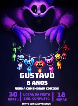 Convite Aniversário Poppy Playtime CatNap para Editar Online