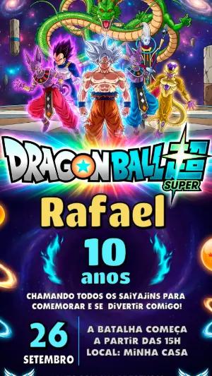 Convite de Aniversário Dragon Ball Super Editável