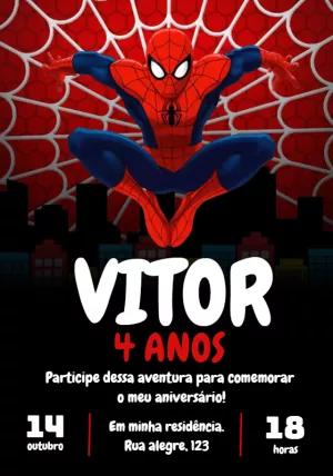 Convite de Aniversário Homem Aranha para Editar Online