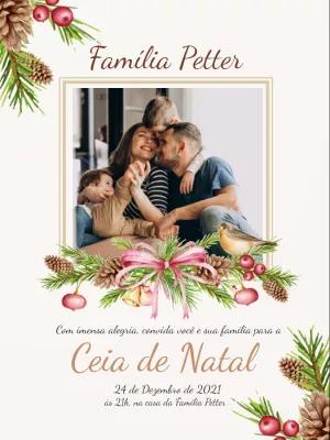 Convite para Ceia de Natal com Foto Editável Online