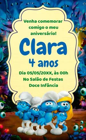 Convite de Aniversário Os Smurfs para Editar Online