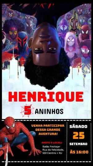 Convite Aniversário Homem Aranha Aranhaverso para Editar