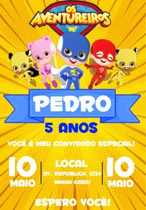 Convite de Aniversário Os Aventureiros para Editar Online