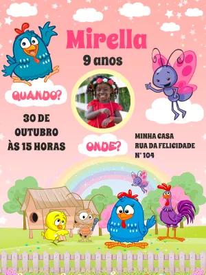 Convite Aniversário Galinha Pintadinha com Foto para Editar