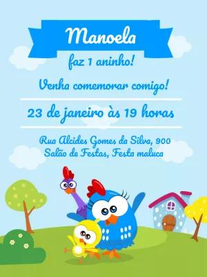 Convite de Aniversário Galinha Pintadinha Mini para Editar Online