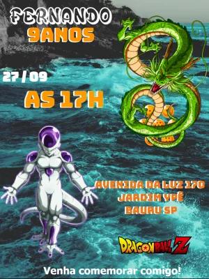 Convite Aniversário Dragon Ball Z com Personagens para Editar