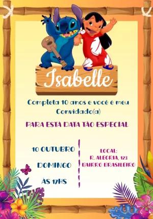 Convite Aniversário Lilo e Stitch Tropical para Editar Online