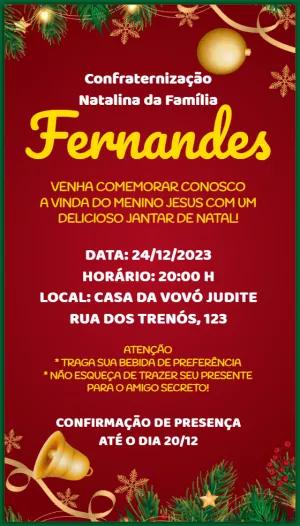 Convite Confraternização de Natal Familiar para Editar Online