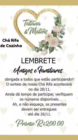 Lembrete Chá Rifa de Cozinha Floral para Editar Online
