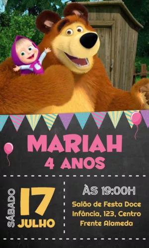Convite Aniversário Masha e o Urso para Editar Online
