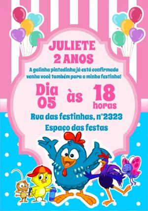 Convite Aniversário Galinha Pintadinha com Personagens para Editar
