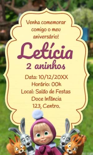 Convite de Aniversário Masha e o Urso para Editar Online