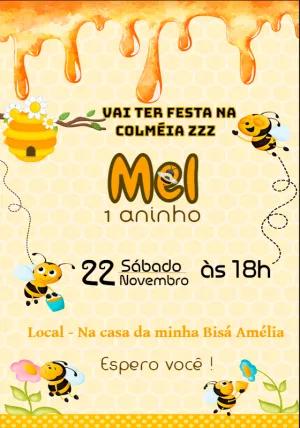 Convite Aniversário Abelhinha Fofa para Editar Online