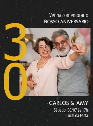 Convite Aniversário de Casamento com Foto para Editar Online