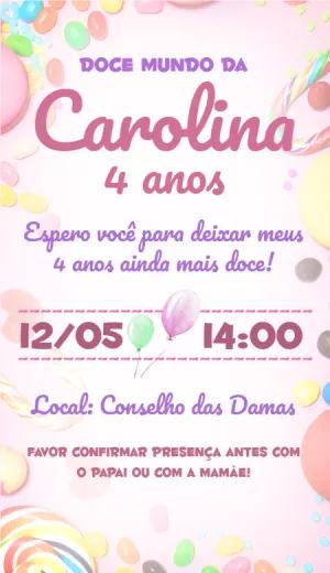 Convite Aniversário Tema Doceria para Editar Online