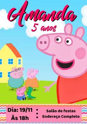 Convite de Aniversário Peppa Pig para Editar Online