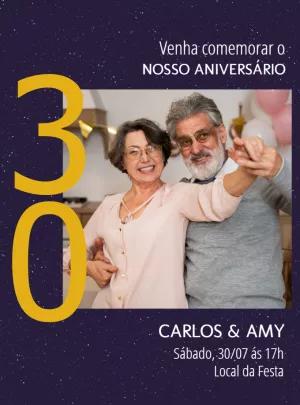 Convite de Bodas de Pérola 30 Anos com Foto para Editar Online