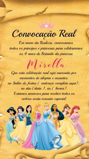 Convite Aniversário Princesas Disney para Editar Online