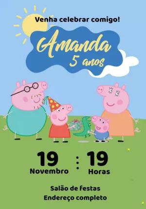 Convite de Aniversário Peppa Pig para Editar Online