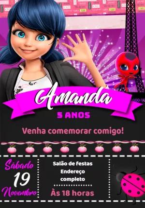 Convite de Aniversário Ladybug para Editar Online