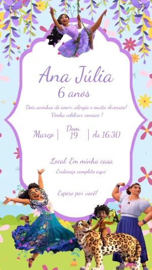 Convite de Aniversário Encanto com Personagens para Editar