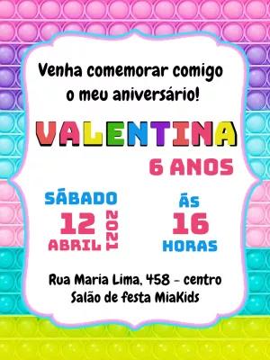 Convite de Aniversário Pop It Colorido para Editar Online