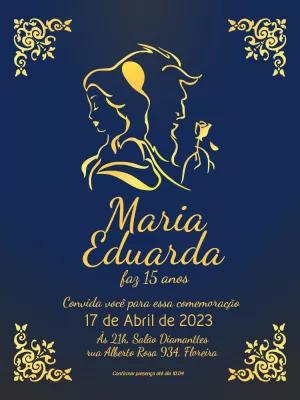 Convite de 15 Anos A Bela e a Fera Editável para Imprimir
