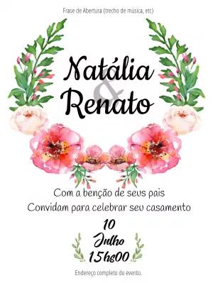 Convite de Casamento Floral Aquarela para Editar Online
