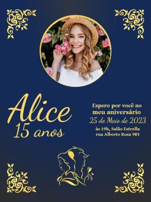 Convite de Aniversário Bela e a Fera com Foto para Editar