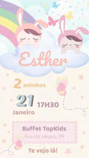 Convite de Aniversário Metoo Doll Fofo para Editar Online