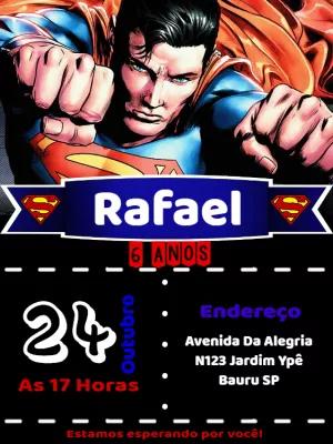 Convite de Aniversário Super Homem para Editar Online