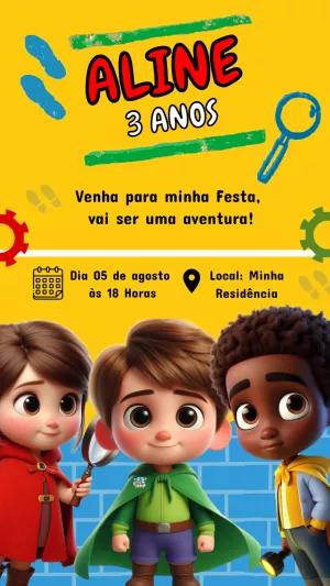 Convite Aniversário DPA Detetives do Prédio Azul para Editar