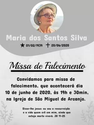 Convite de Missa de Falecimento com Foto para Editar Online