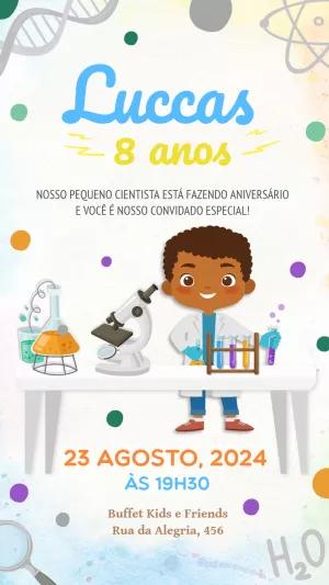 Convite Aniversário Cientista Menino para Editar Online