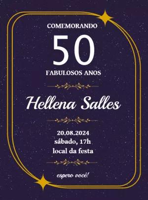 Convite de Aniversário Elegante Roxo e Dourado para Editar