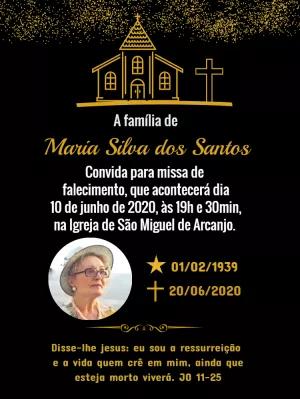Convite para Missa de Falecimento com Foto para Editar Online