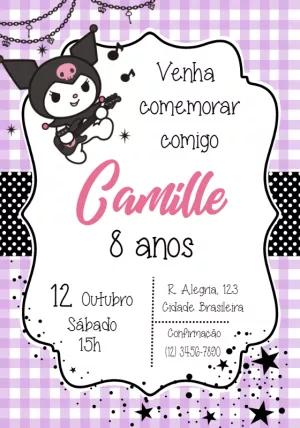 Convite de Aniversário Kuromi Rocker para Editar Online
