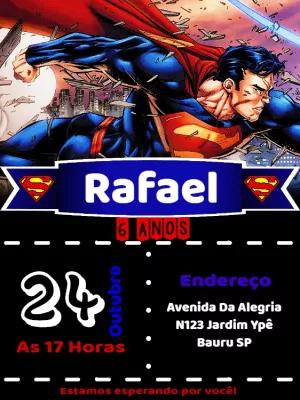 Convite de Aniversário Super Homem para Editar Online