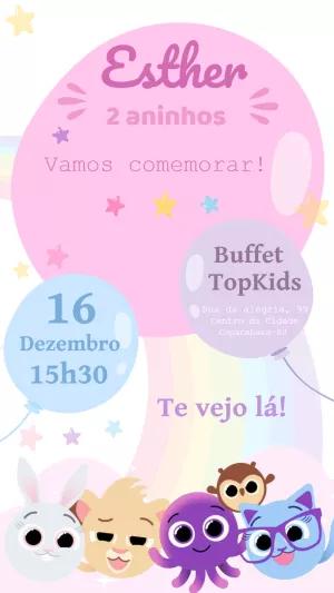 Convite Aniversário Bolofofos com Personagens para Editar Online
