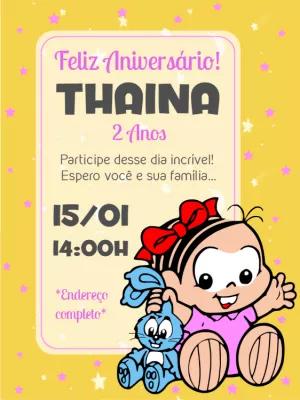 Convite de Aniversário Turma da Mônica Bebê para Editar Online