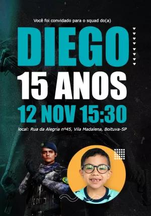 Convite de Aniversário Free Fire com Foto para Editar Online