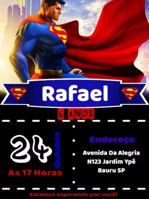 Convite de Aniversário Super Homem para Editar Online