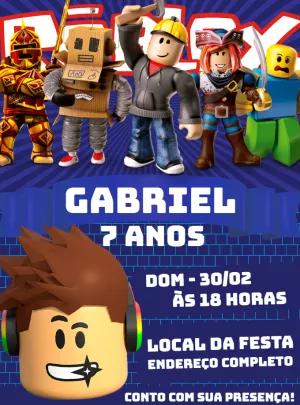 Convite de Aniversário Roblox com Personagens para Editar