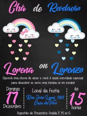 Convite Chá Revelação Chuva de Amor para Editar Online