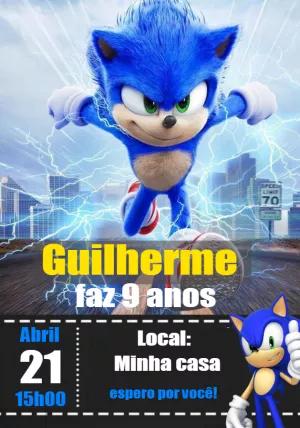 Convite de Aniversário Sonic o Ouriço para Editar Online