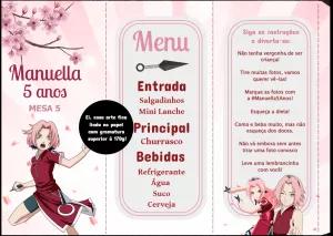 Menu de Aniversário Sakura Naruto para Editar Online
