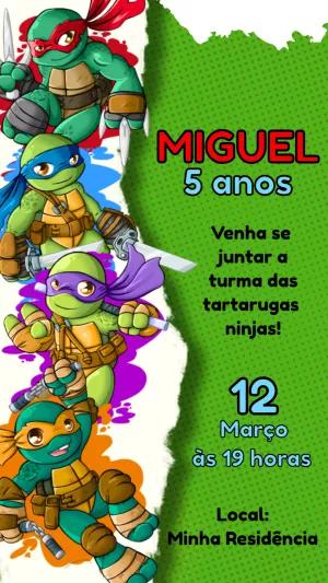 Convite de Aniversário Tartarugas Ninjas para Editar Online
