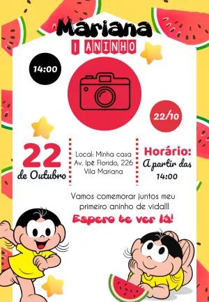 Convite de Aniversário Magali com Foto para Editar Online