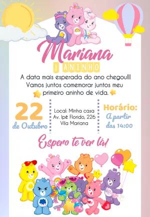 Convite Aniversário Ursinhos Carinhosos para Editar Online