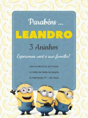 Convite de Aniversário Minions Divertido para Editar Online